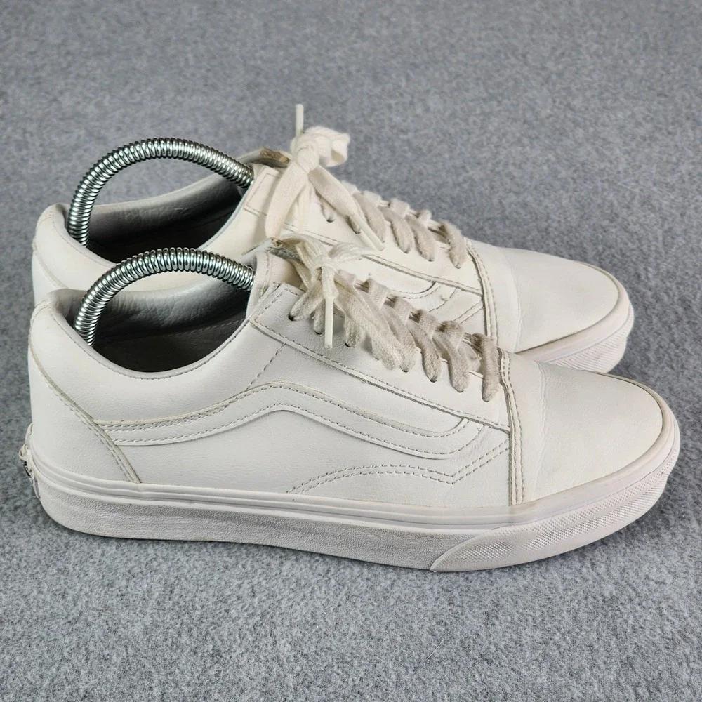 Vans Old Skool Skateboard Sneaker Men 7 Women 8.5 True White Canvas Shoes 721356